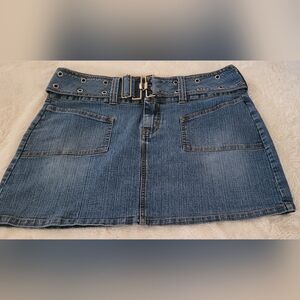 Denim Mini Skirt with Belt